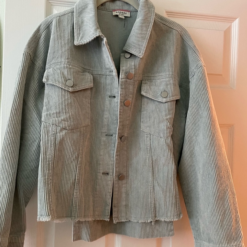 New Distressed Sage green corduroy jacket.